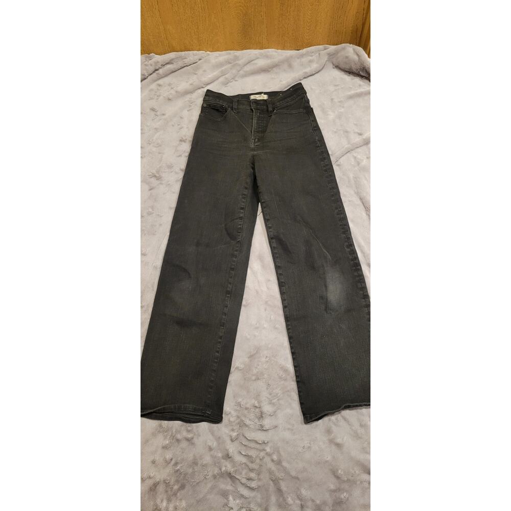Madewell The Perfect Vintage Wide-Leg Jeans Womens 26 Black High Rise Streetwear